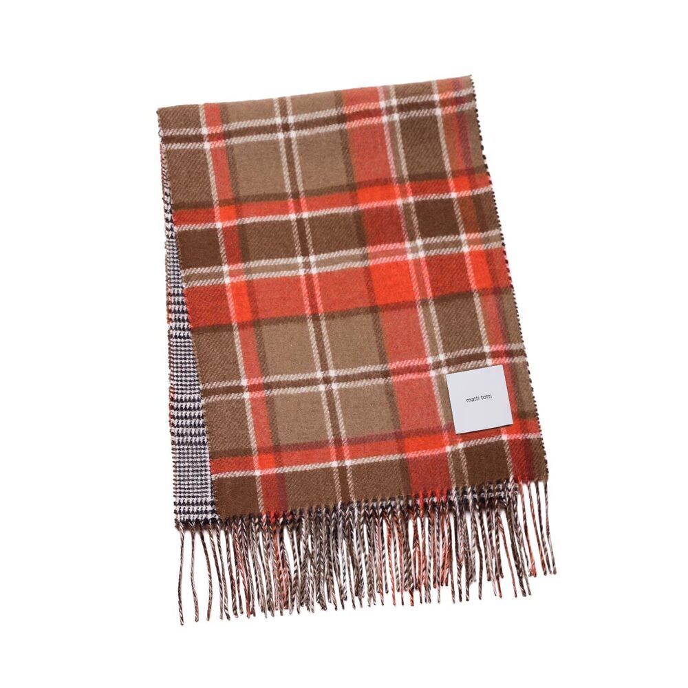 Orange Brown F Cashmere Muffler Cashmere Muffler Large Thick Ladies Plaid 5472
